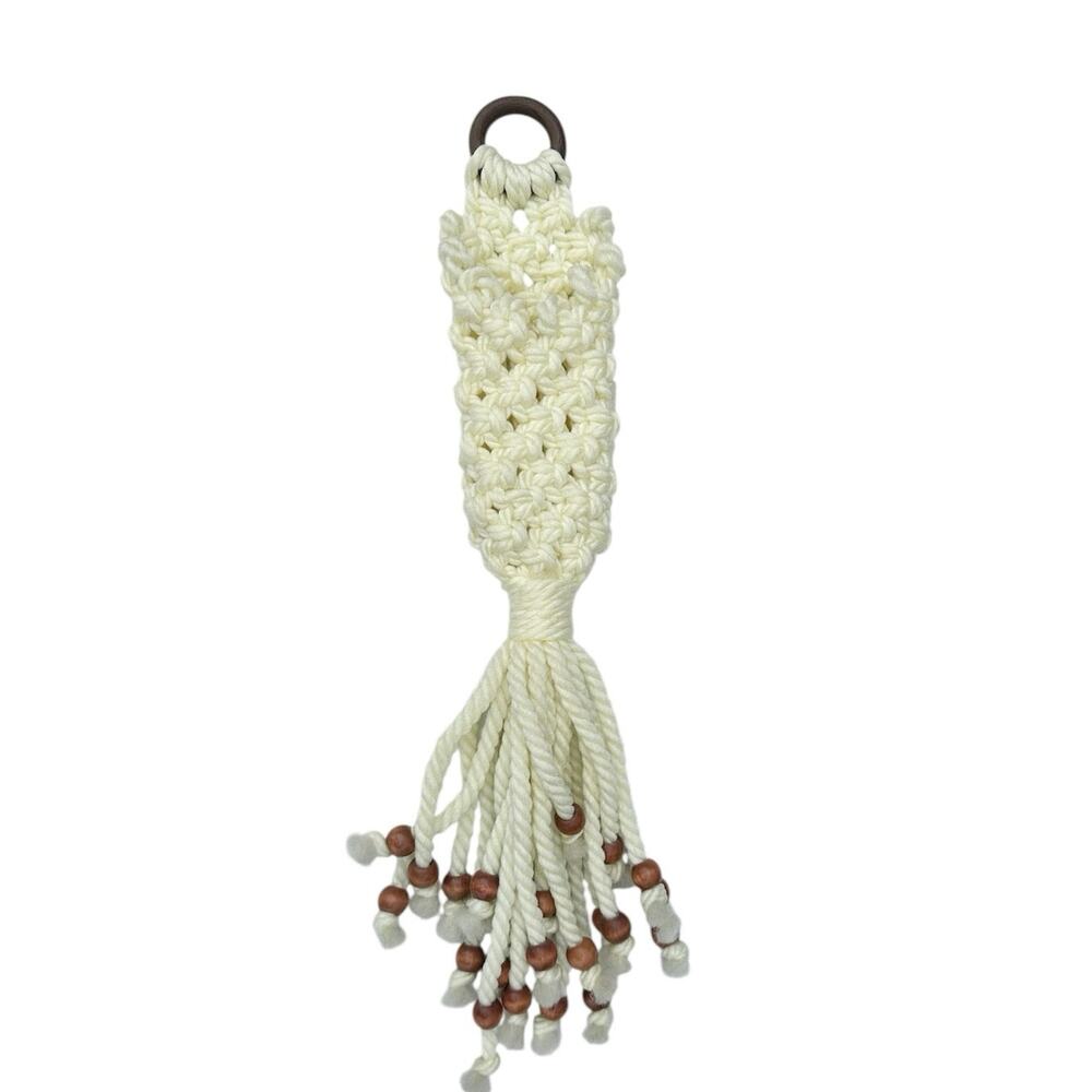 Macrame vintage wall hanger hanging decor white air plant hippie boho 1970s
